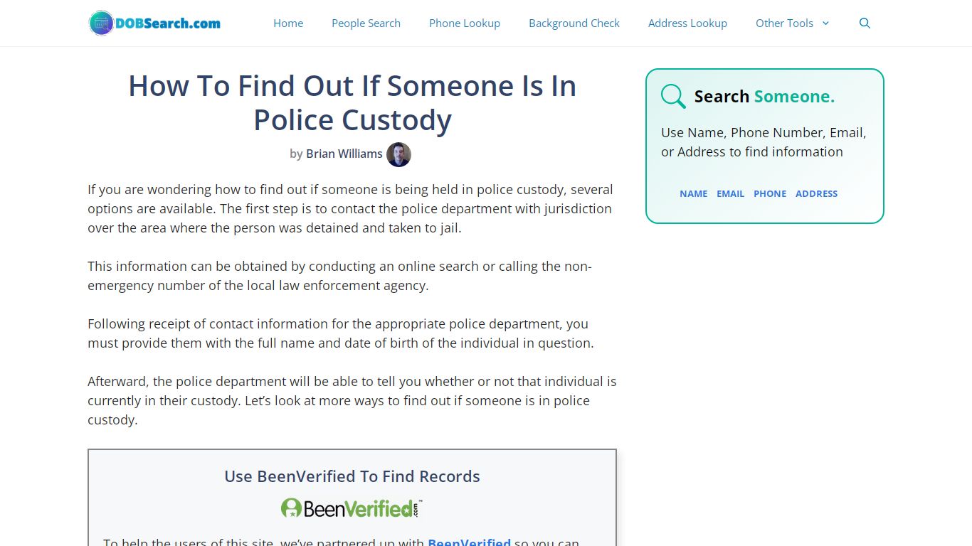 How To Find Out If Someone Is In Police Custody